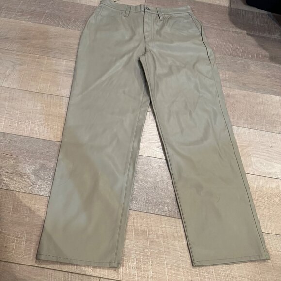 MADEWELL WOMENS PERFECT STRAIGHT HIGH RISE FAUX TAN LEATHER PANTS NEW SIZE 29 - Picture 1 of 13
